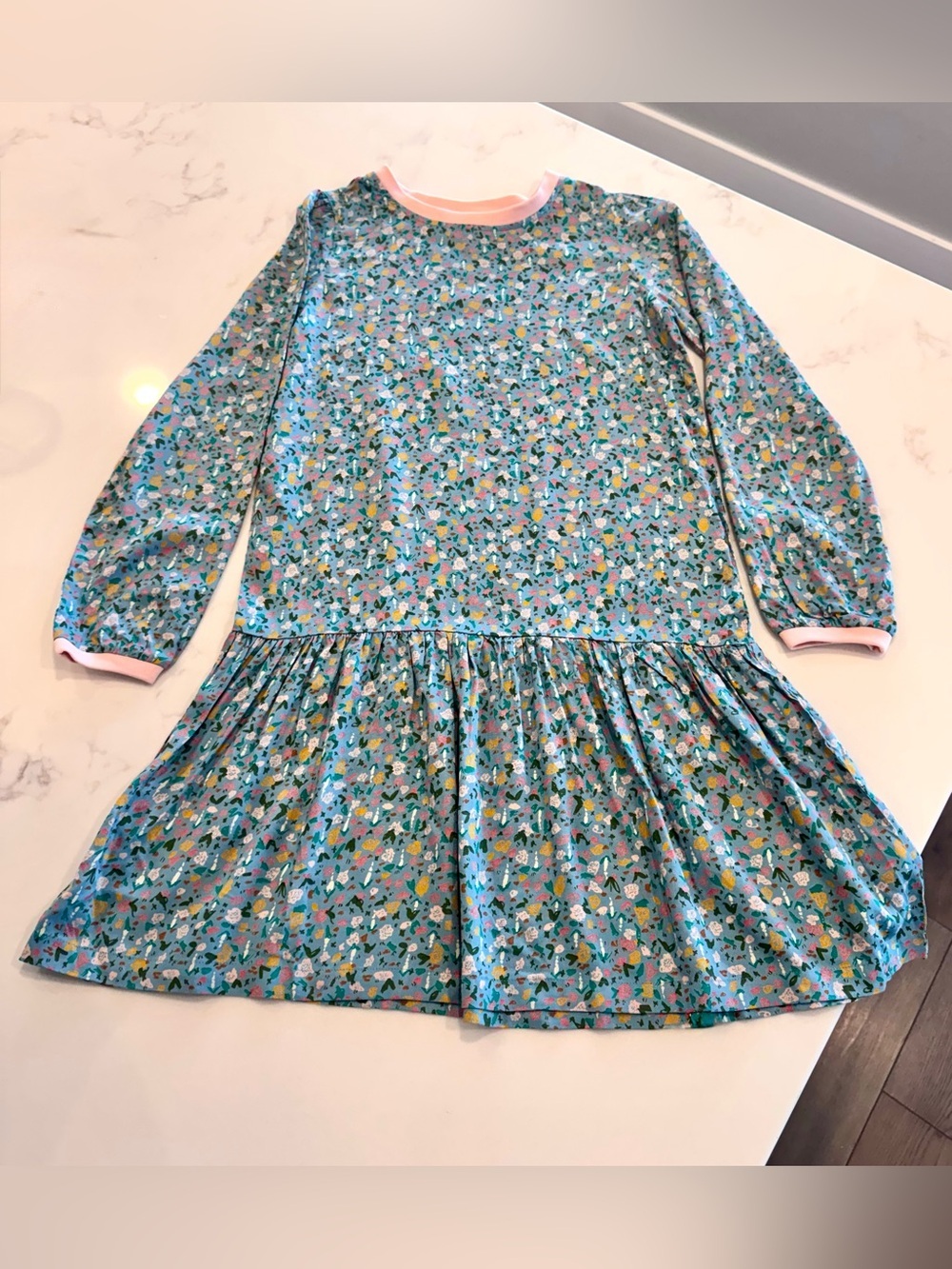 Hanna Andersson Floral Long Sleeve Dress Girls Size 130(7/8) - Picture 2 of 8